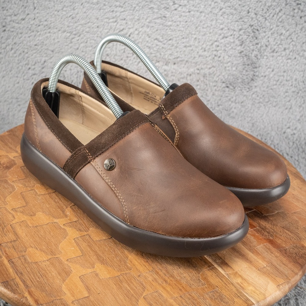 Alegria Women's Emry Brown Leather Slip‎ Resistant Size 39 9/9.5